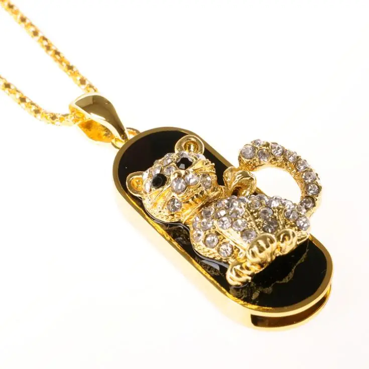 Animal Jewelry Usb Flash Drive Cat Necklace 16g 32gb 64gb Crystal Pen
