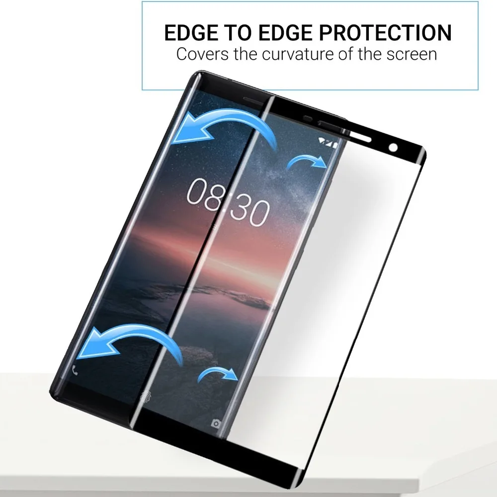 Полное покрытие закаленное Стекло для Nokia 8 Sirocco экран защитный черная рамка края