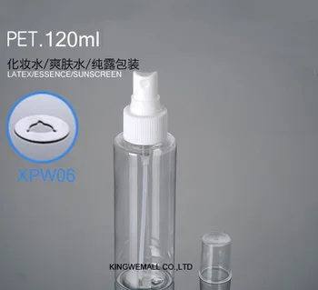 

300pcs120ml Clear Empty Plastic PET Refillable Lotion Spray Bottle with Black or white Nozzles Cosmetic Containers