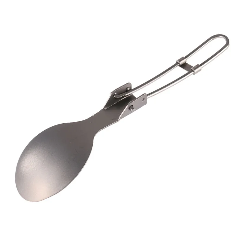 Útil 2 colores al aire libre EDC mini portátil plegable camping aleación de titanio cuchara de sopa backpacking utensil cuchillería