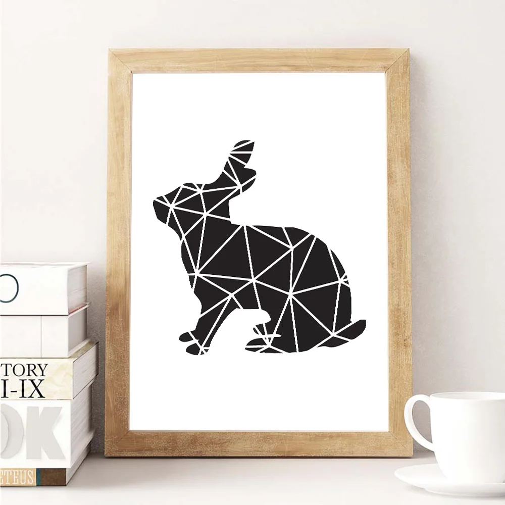 Geometry Abstract Rabbit Wall Art Canvas Posters and Prints Minimalist