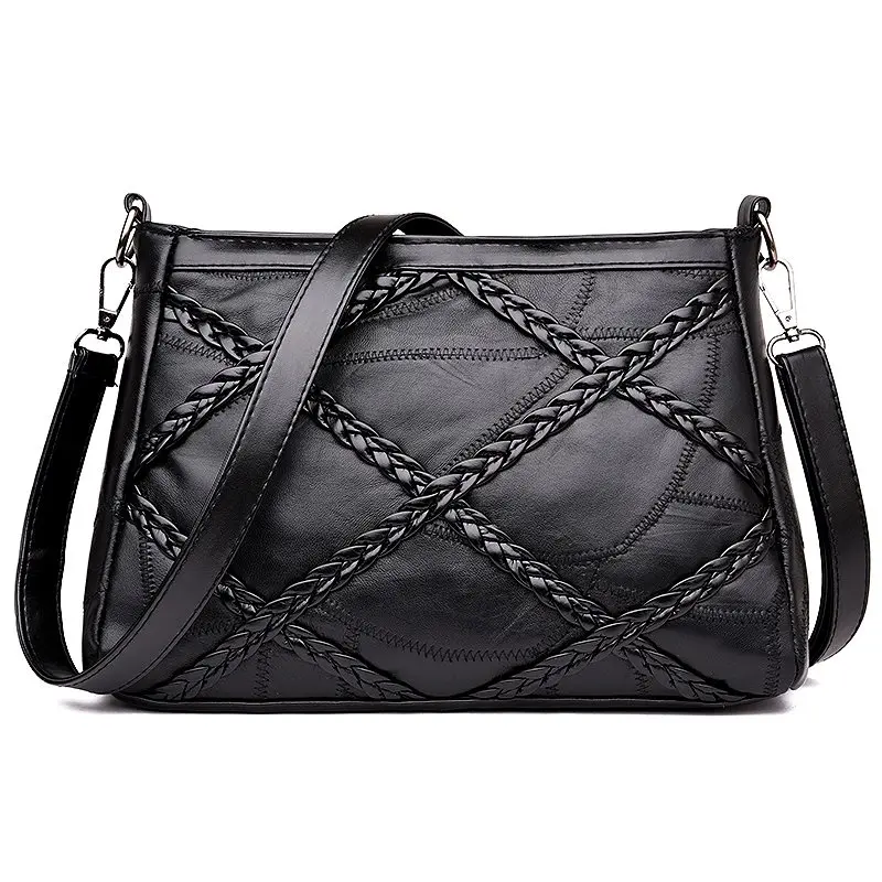 New Luxury Brand High Qualiry Soft PU Leather Bag Designer Handbags Black Shoulder Bags Women ...