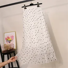 MIARHB Новая модная женская плиссированная юбка с высокой талией Милая Тюлевая Очаровательная юбка в горошек N4