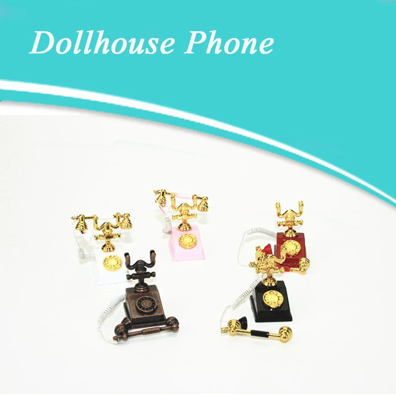 Vintage Red Telephone Cute Dollhouse Miniature 1:12 Scale Doll Mini Life Scene