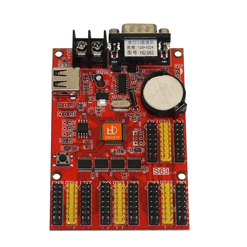 

HD-S63 Serial 232 Communication Ports Huidu&USB-Disk Single Color P10 outdoor P8 LED Display screen Control Card pixel panel