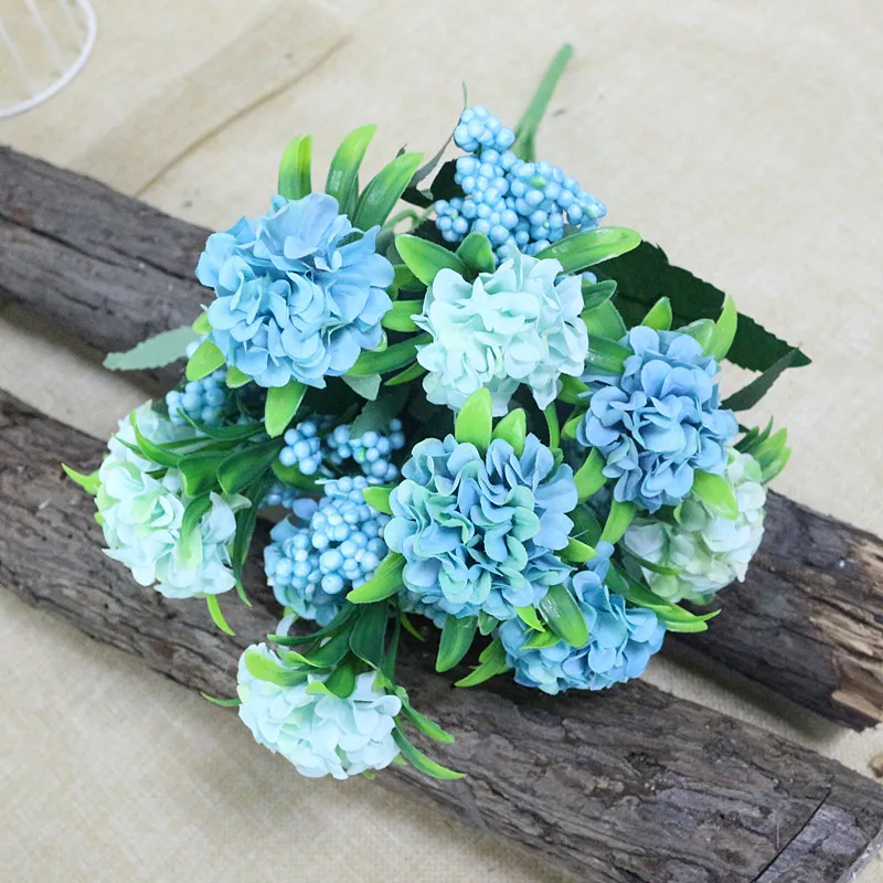 Flone Artificial Hydrangea Flower 10 Heads Simulation Silk Hydrangea Bouquet Fake Flowers Wedding Home Party Arrangement Floral (7)