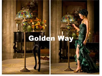 

Free Shipping Bohemia Tiffany Floor Lamp Luxurious Ancient Garden European Style E27 Bedside Lamps Living Room Decora Table Lamp