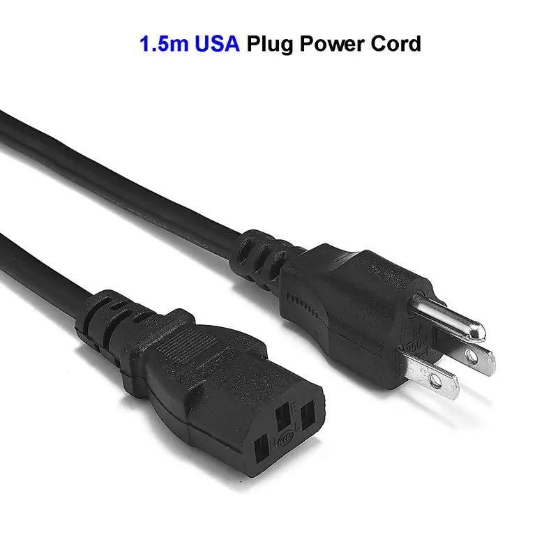

US Power Cable 3 Prong USA Plug IEC C13 Power Supply Extension Cord 1.5m For PC Computer Monitor 3D Printer LG TV