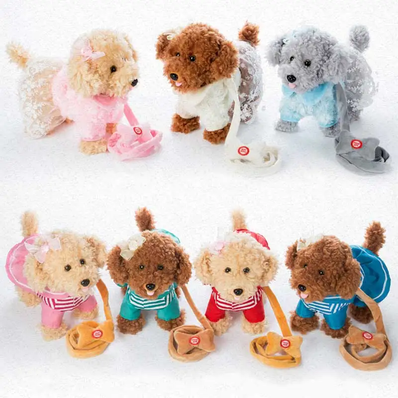 Controle de Som Animais de Estimação Brinquedos de Pelúcia para Crianças Presentes de Aniversário Robô Interativo Eletrônico Pelúcia Andando 72 Canções Trela Cão 12 eletrônico animais de estimação pelúcia cão andando