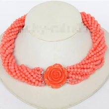 Песня 10row круглый розовый коралловый бусины ожерелье имитация розовый коралловый застежка e2322 ювелирные изделия кристалл женщин