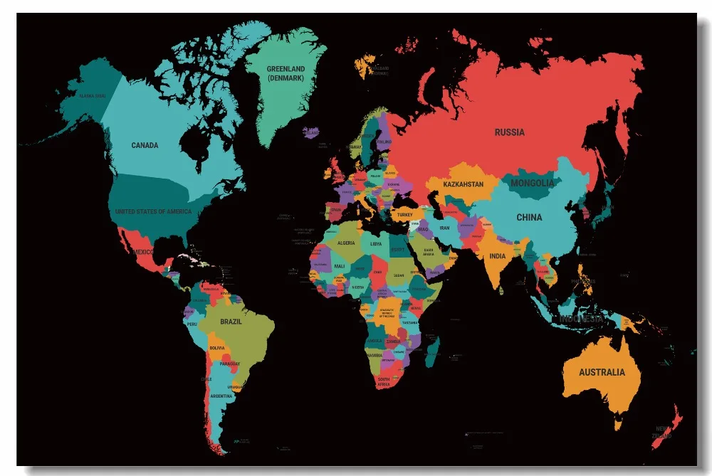 Карта мира цветная со странами