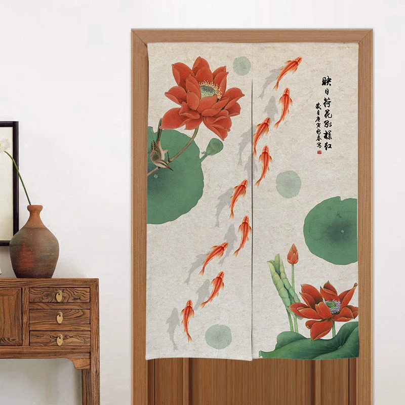 1PCS Ink Painting Chinese Japan Style Door Curtains Decorative Door Curtains Home Decor Kitchen Door Curtains RodPocket HM019#30 - Цвет: 1 piece Style 18