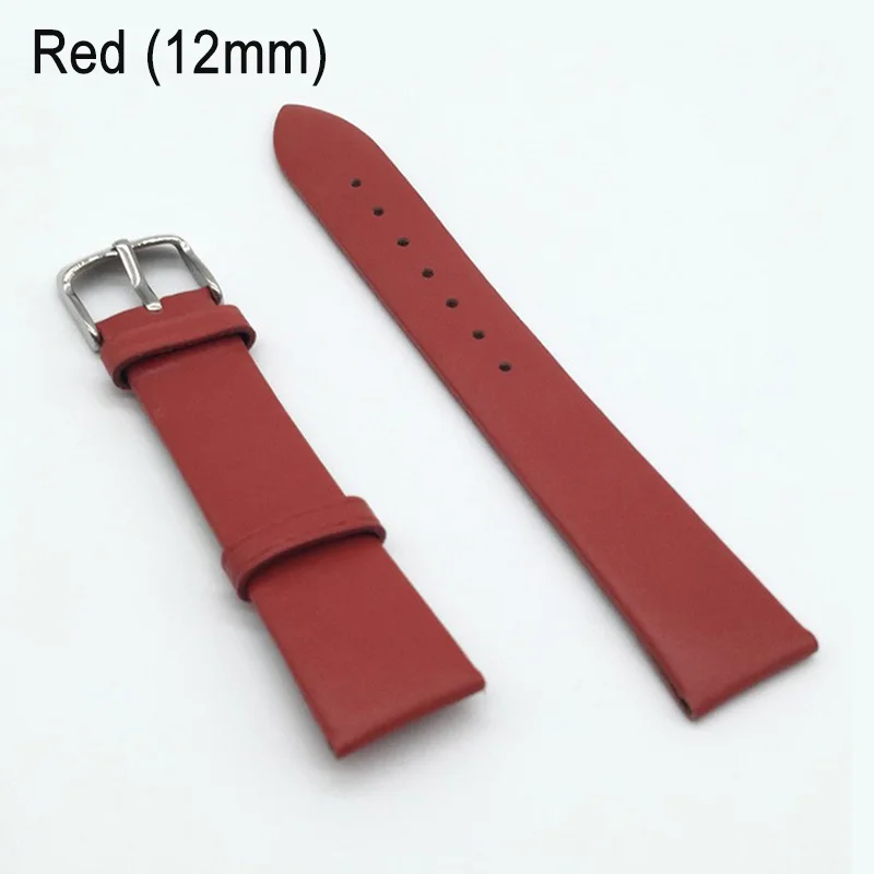 12/14/16/18/20/22mm Watch Band Strap Cow Leather Replacement Watchband for Men Women NGD88 - Цвет ремешка: Красный