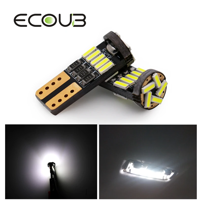 

New Arrival 2 PCS W5W 168 194 LED T10 Bulb Non Polarity 4014 SMD 12V 6500K Parking Reading Clearance Light