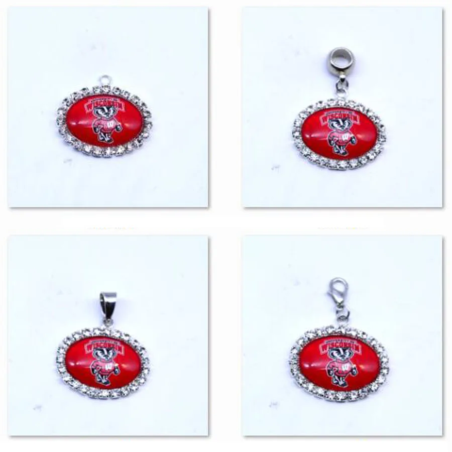 

Pendant Charms Rhinestone Wisconsin Badgers Charms Basketball Sports Dangle Charms for Women Men Diy Jewelry Fashion 2018