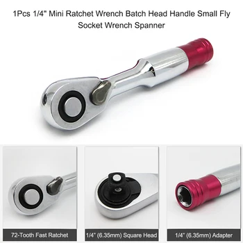 

1/4" Mini Ratchet Wrench Batch Head Handle 72 Teeth Extending Telescopic Ratchet Socket Wrench Tool Plate Ratchet Handle Wrench
