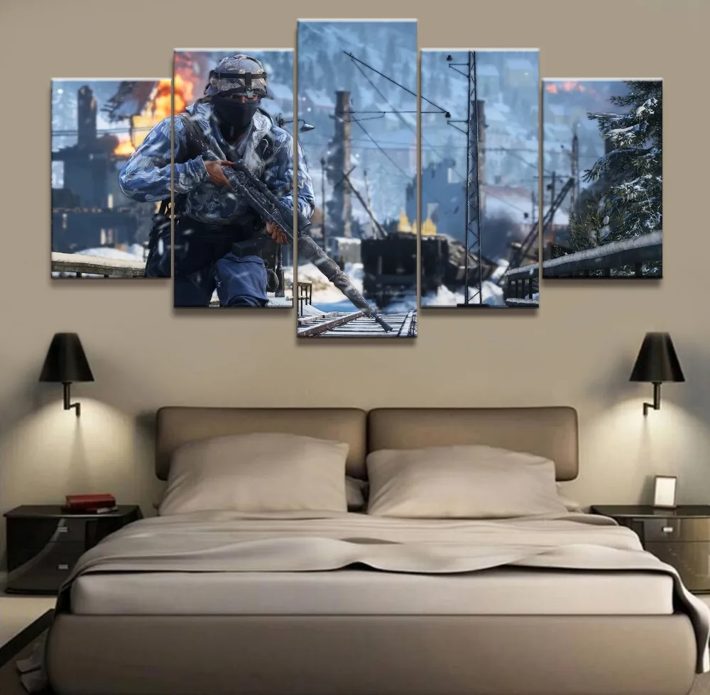 HD Printed Battlefield 5 Game Scenario Painting Piece Canvas Art Print Room Decor Poster Picture Free Shipping | Дом и сад