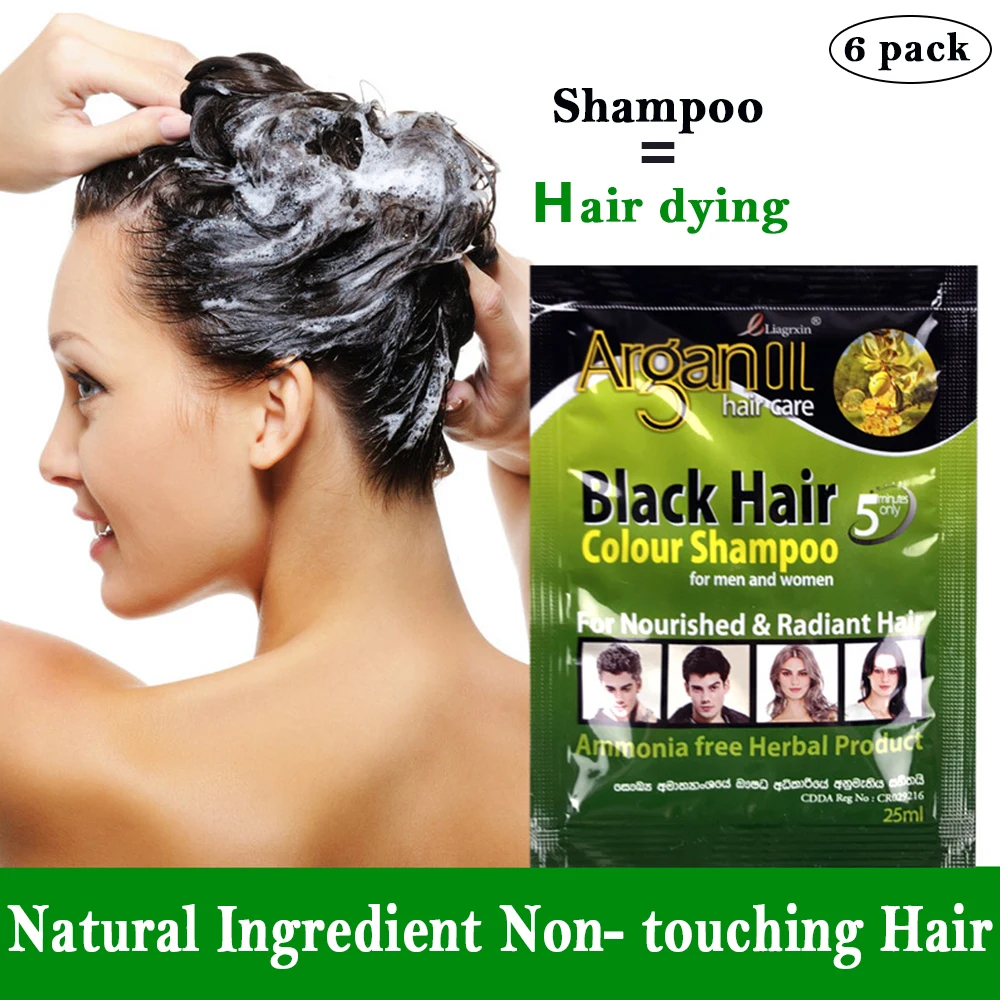 6 Pcs Black Hair Shampoo Grey Hair Removal Dye White Become