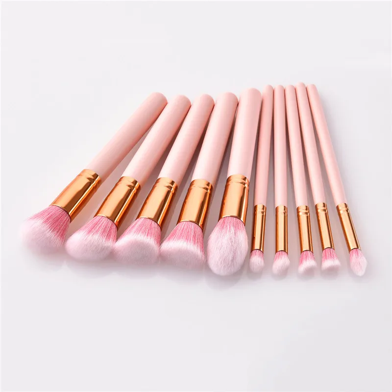 

10Pcs Makeup Brushes Set Pink Gold Handle Women Foundation Lip Eye Liner maquiagem Make up Brushes Beauty Tools Kit ZZ10B
