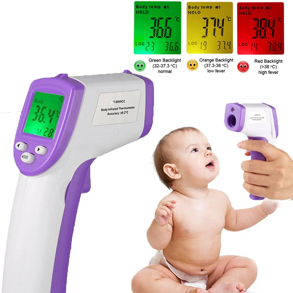 

Digital LCD Non-contact IR Infrared Thermometer Forehead Body Surface Temperature Measurement Data Hold Function Baby Convenient