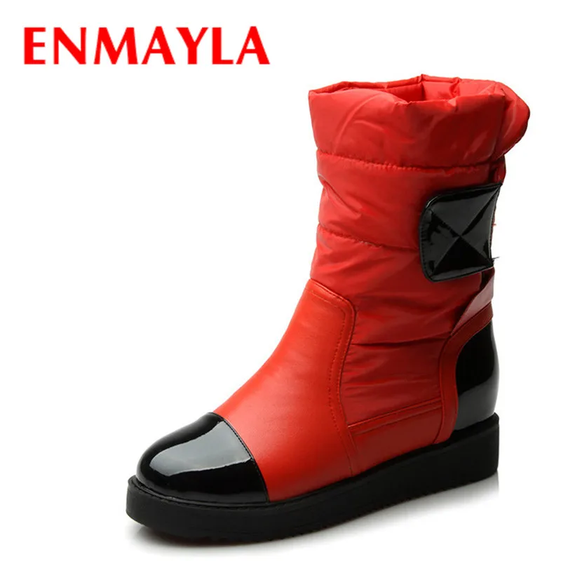 

3 colors new high quality Warm Down fashion snow boots Velcro fur inside flat heels ankle boots women winter shoes