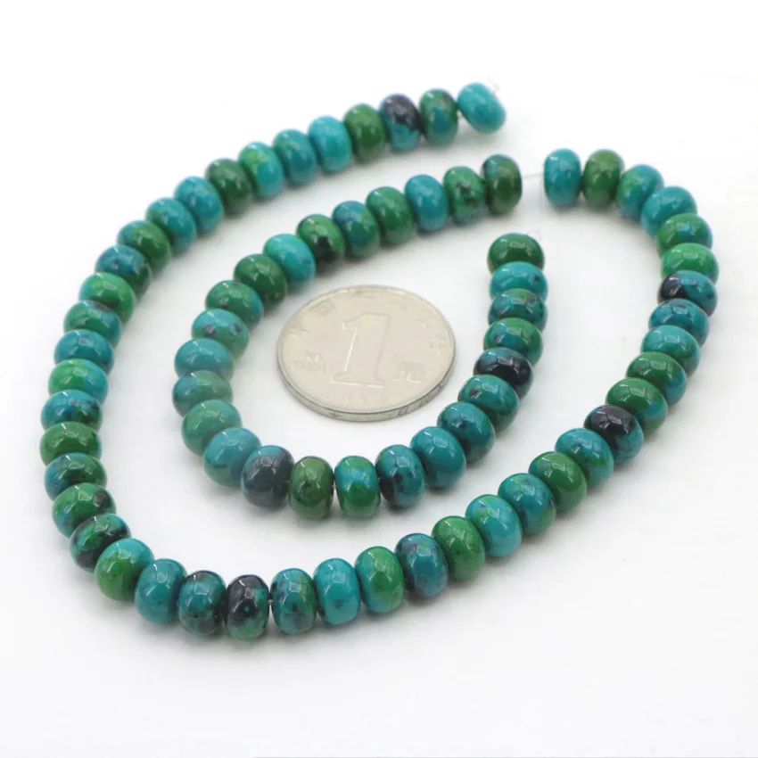 2 High Quality 4-12mm Dark green semi-precious Abacus Phoenix stone loose beads for DIY Fashion charms  (12)