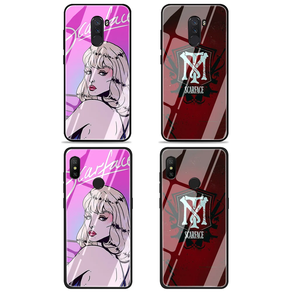 Scarface Tempered Glass TPU Case for Xiaomi 8 Lite A1 A2 9 Redmi Note 5 6 7 Pro 6A 4X POCOPHONE F1 Scarface Tempered Glass TPU Case for Xiaomi 8 Lite A1 A2 9 Redmi Note 5 6 7 Pro 6A 4X POCOPHONE F1