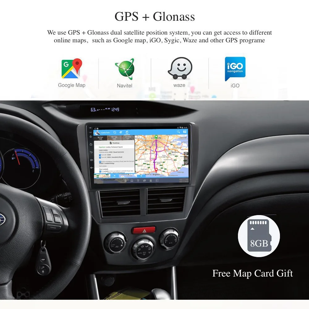 Discount Android 7.1 stereo Head Unit for Subaru forester 2008 2009 2010 2011 2012 Permanent Radio navi GPS with IPS Screen wifi free map 1
