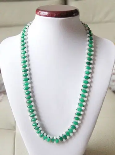 

FREE SHIPPING>>>@@ > 0188 Pure natural jade hand woven Green Necklace Pendant Long