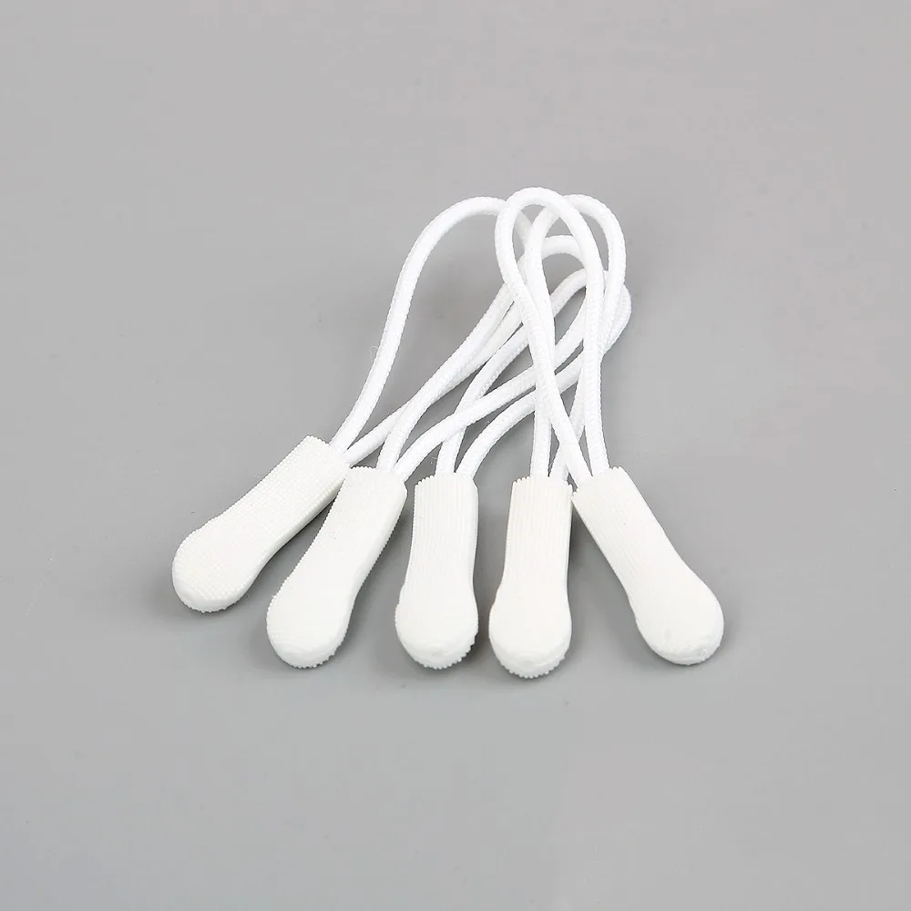 10/20pcs Pack Zipper Pull Cord Strap Fastener Black/White Camping Gym Suit Outdoor Backpack Garment Bag Parts Accessories