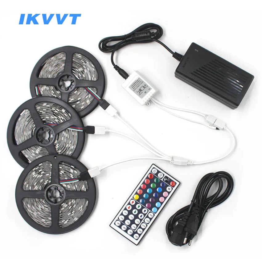 

IKVVT RGB LED Strip Light SMD 5050RGB DC 12V LED Neon Light No-waterproof Flexible Ribbon Emitting Diode Tape Rope Tire Lamp Set