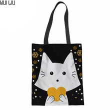 Повседневное сумка через плечо женские сумки с верхней ручкой кошка печать животных Для женщин Сумки для дам и девушек сумка-шоппер ноутбук сумка пляжная сумка