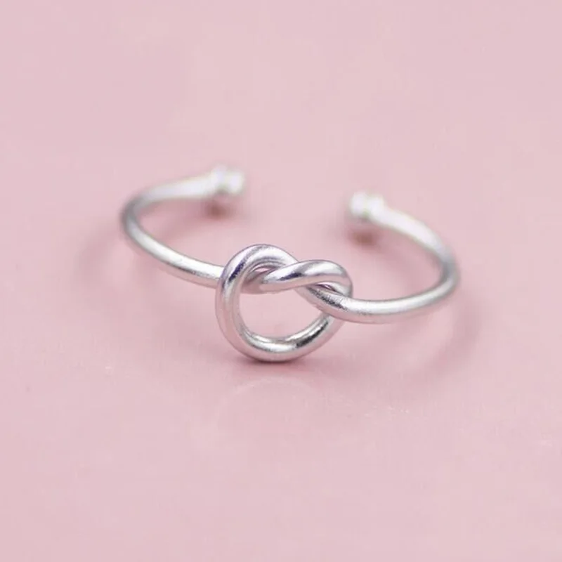 

2019 New Fashion Silver Knot Open Ring Resizable For Women Ladies Girls Birthday Party Gifts Jewelry Wholesale