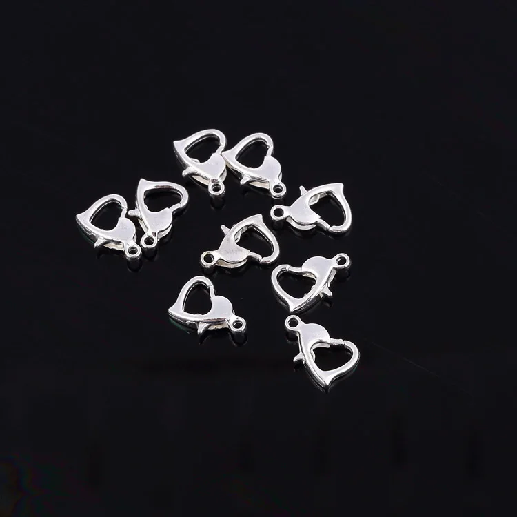 

fashion silver tone heart lobster clasp hooks fit chain necklace DIY jewelry connection 20pcs 10.5x8mm