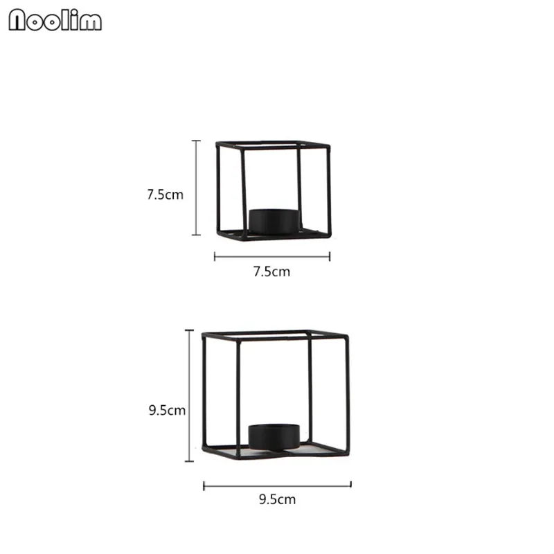 NOOLIM креативный Железный геометрический куб подсвечник прямоугольный Винтаж ретро декоративные украшения домашний Свадебный декор