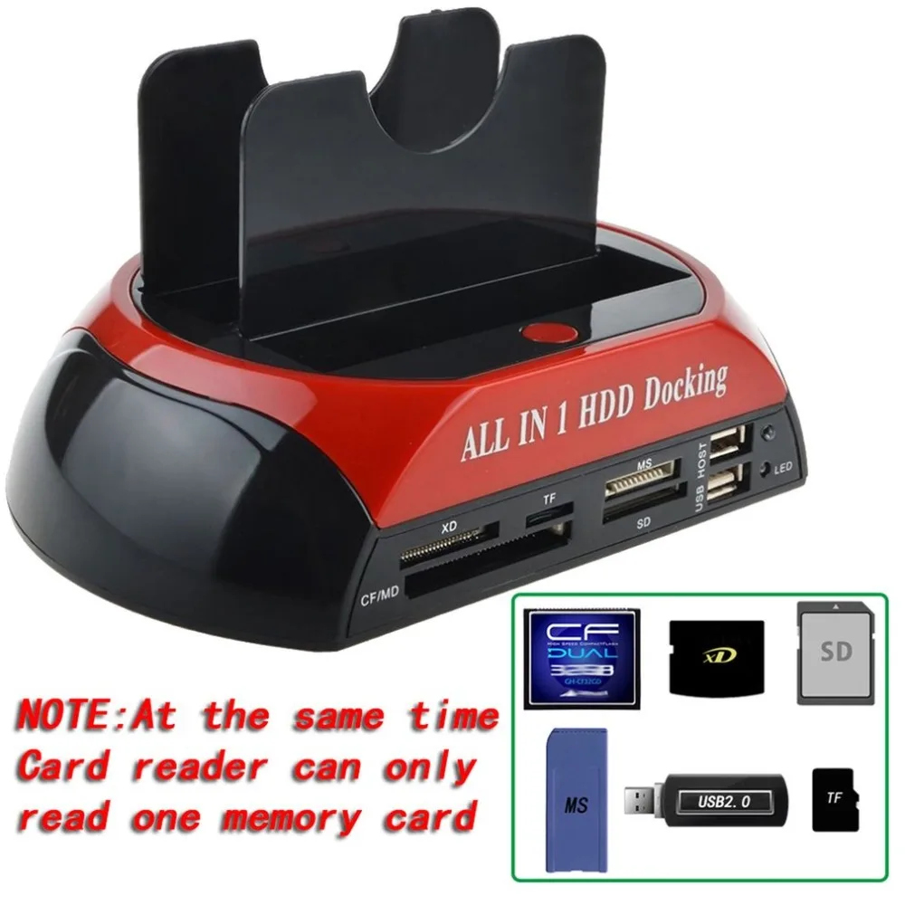 Preise 2,5 3,5 zoll IDE + SATA Festplatte Basis Multi funktion Festplatte Dock Station High Speed mit Kartenleser LED Licht HDD Basis