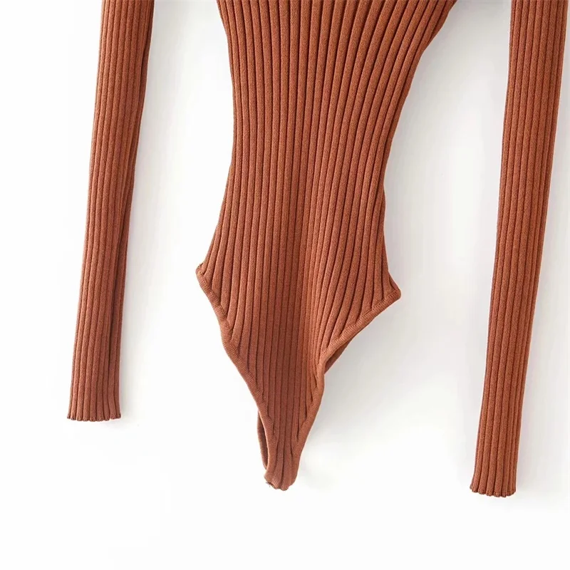 bodysuit women Women Double V Neck Ribbed Knit Bodysuit with Long Sleeve shapewear bodysuit