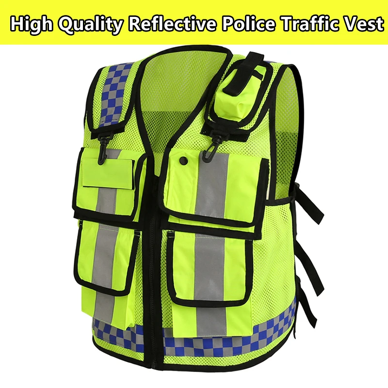 Men's reflective police vest safety workwear hi vis vest free shipping