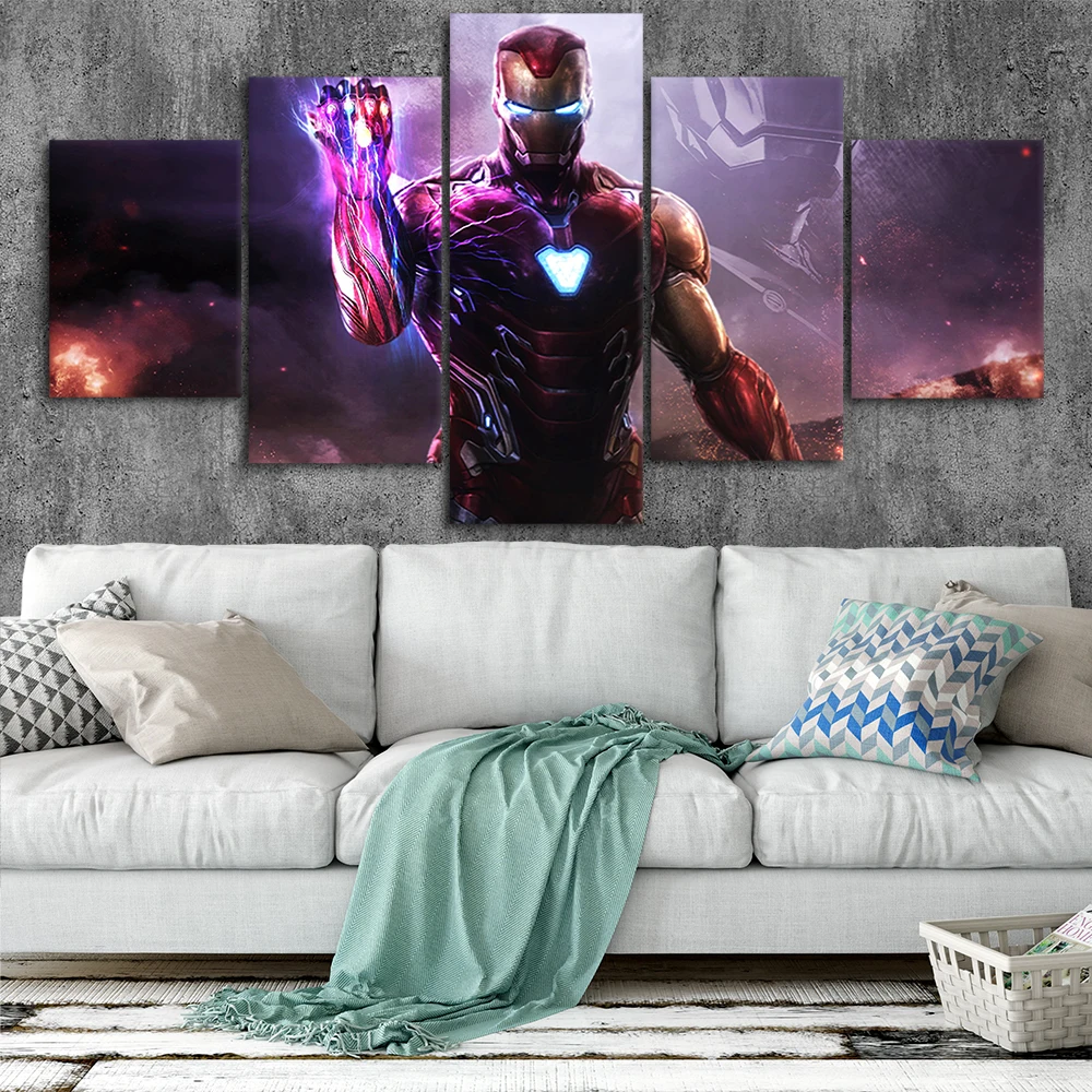 Iron man Art Canvas Posters Home Decor Wall Framework 5 Pieces Paintings For Living Room HD Prints Pictures NO.b | Декор для дома