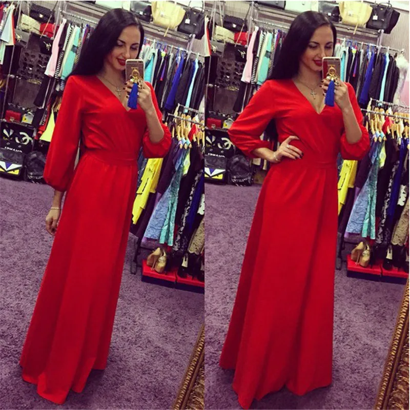 2016 Autumn font b sexy b font font b women b font maxi font b dress