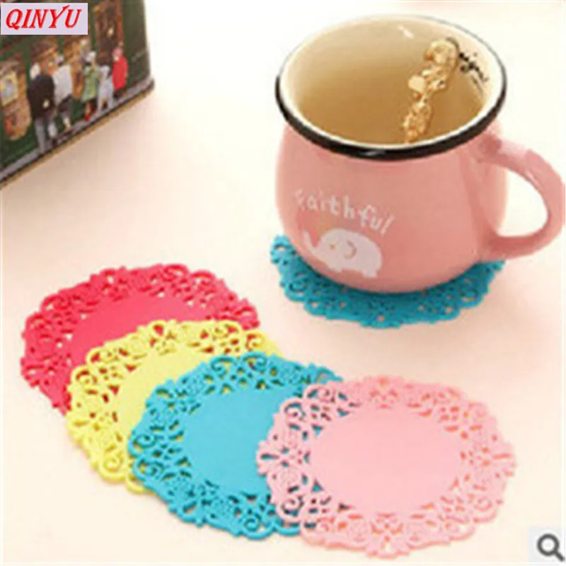 10 шт. силиконовые коврики в форме цветов для подстаканника|coffee coaster|heat resistant matmat cup