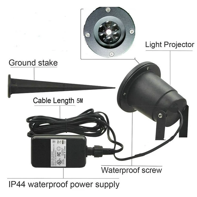 Снежинка светодиодный лазерный проектор лампы AC110-220V питание открытый водонепроницаемый Снежный сценический светильник s для рождества ландшафтный светильник
