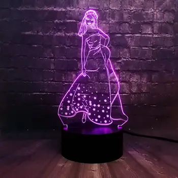 

New Cartoon Princess Figure Elegant Girl Gift Elsa Anna Toy 3D USB Night Light 7 Colors Change Gradient LED Lamp Christmas Table