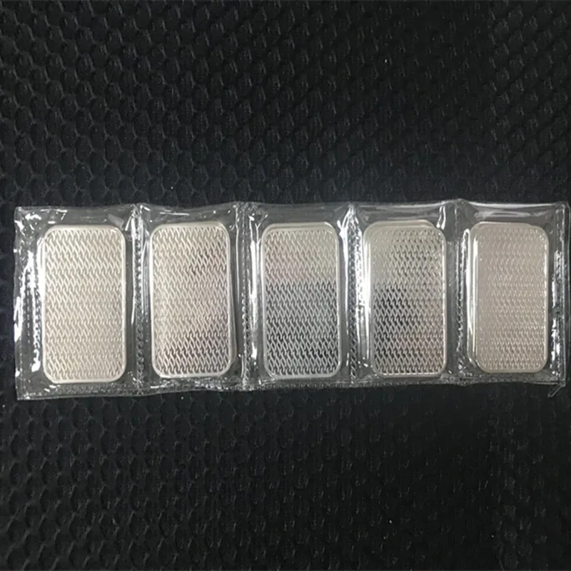 50 pcs Non magnetic Scottsdale silver bullion bar 1 OZ silver plated ingot badge 50 mm x 28 mm Vacuum packing 5 pcs a row bars - Цвет: silver