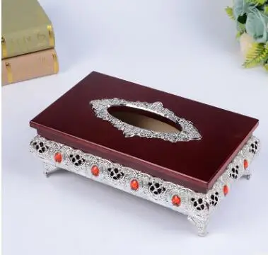 silver Роскошный из полой древесины ткани без имитация предназначение мозаики металлическая салфетница чехлы на коробки для салфеток диспенсер papelZJH046 - Цвет: silver