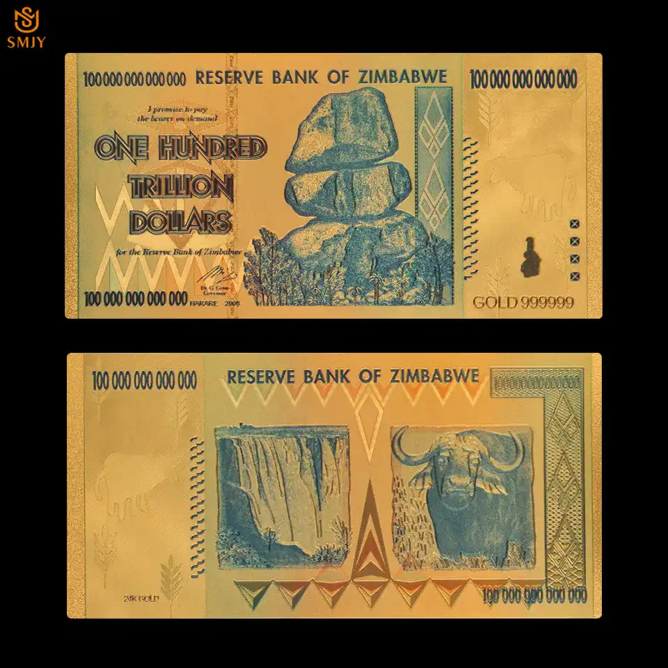 Clic Gold Banknote Products Zimbabwe 100 Trillion Plated Colored Money Collection Business Gifts Aliexpress Zimbabwe 100 Trillion Gold Plated