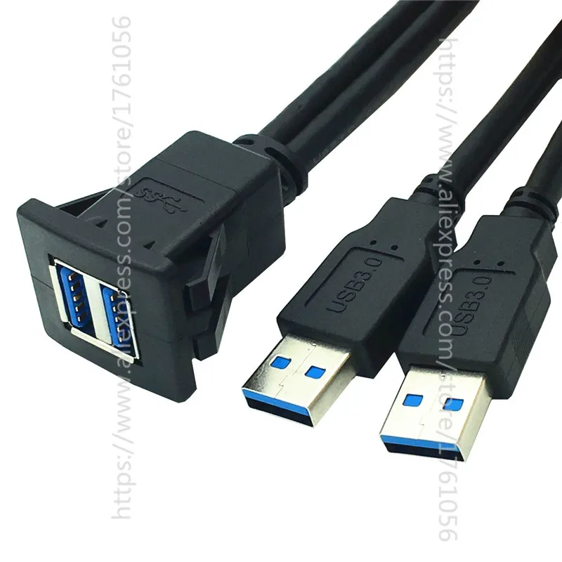 1 м 2 м двойной USB разъем удлинитель Кабель мужчин и женщин приборной панели автомобиля заподлицо свинцовая панель шнур данных USB Панель кабель для скрытого монтажа