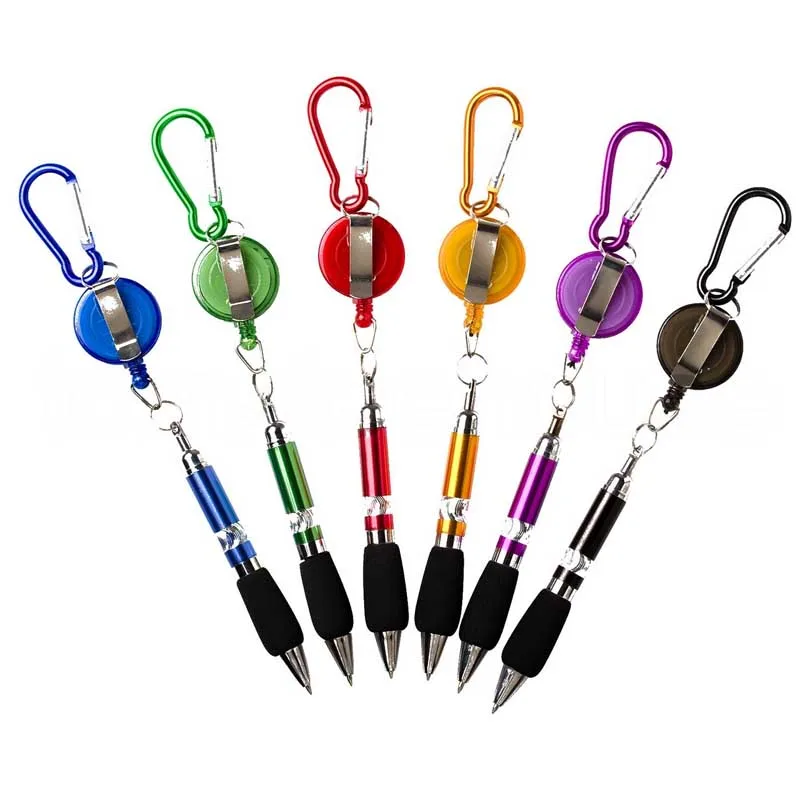 

Wholesale Portable Retractable Badge Reel Golf Scoring Pen Belt Clip with Carabiner Snap Hook Golf Training Aids Accessories