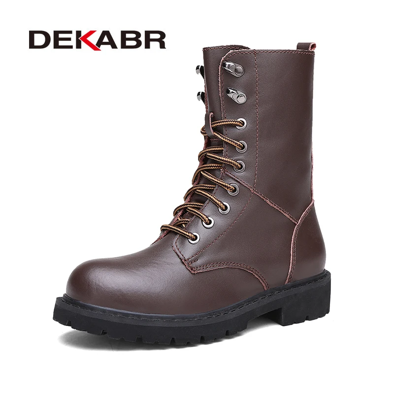 

DEKABR Men's Winter Snow Motocycle Boots Military Tactical Male Working Safety Desert Shoes Quality Combat Men Boots Size 35~43