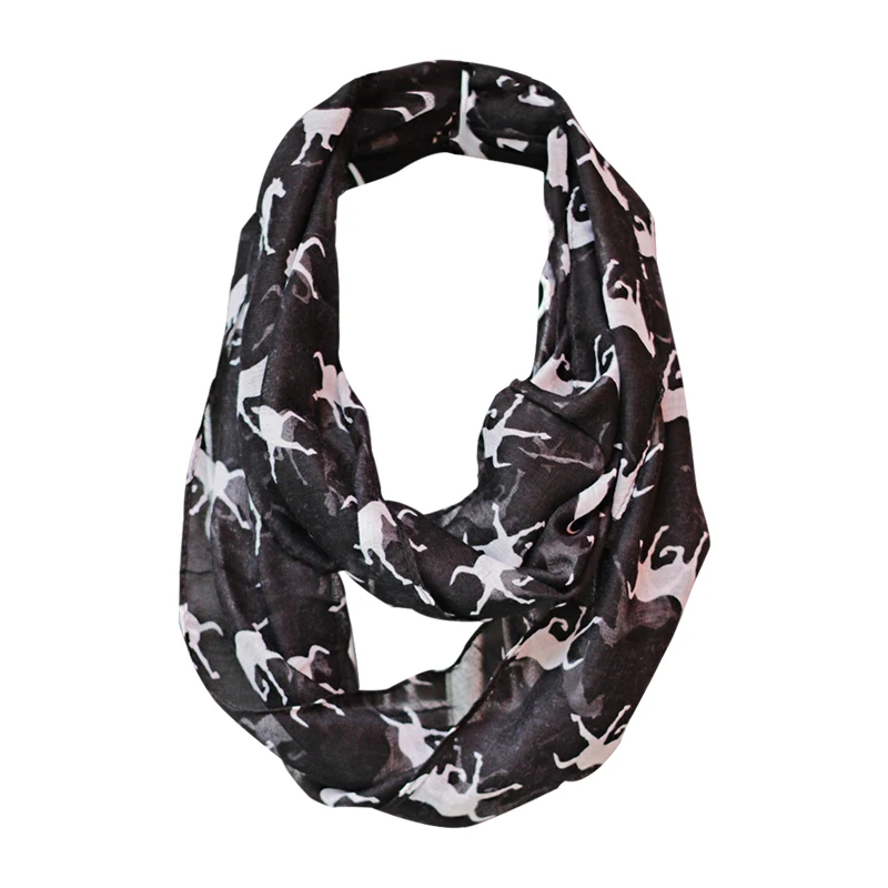 

Hot Selling Running Horse Print Infinity Scarf Ladies Women Viscose Animal Snood Loop Circle Ring Scarves Cheap Free Shipping